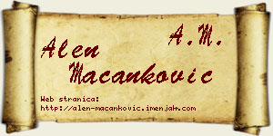 Alen Macanković vizit kartica